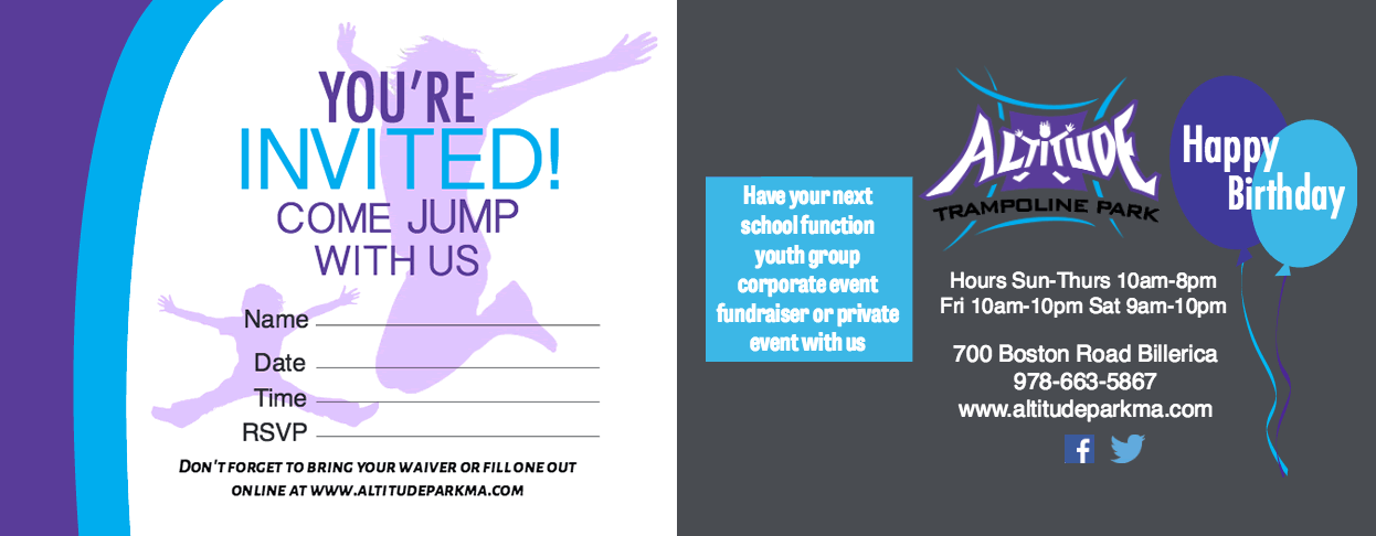 Altitude Trampoline Birthday Party Invitation